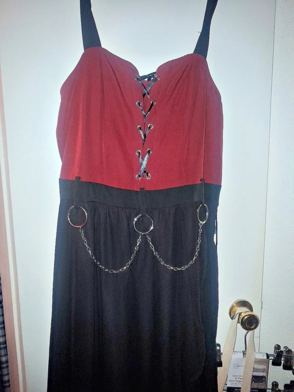 Hot Topic Color Block Lace-Up Chain Maxi Dress